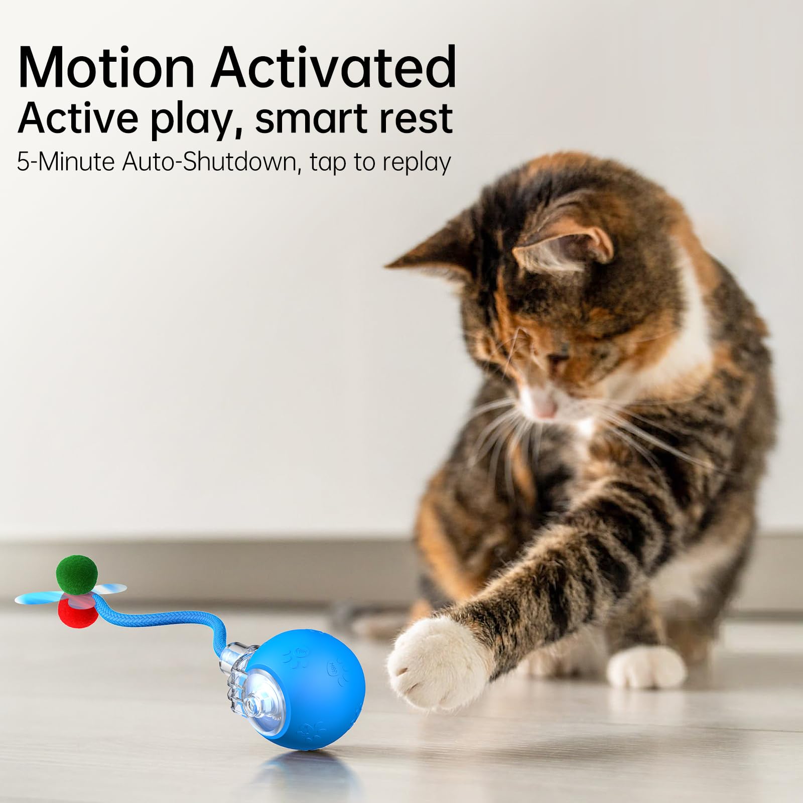Teeche Interactive Cat Toy Ball- 2025 Smart Rolling Cat Toy With Shiny Tail, Motion Activated Boredom Relief For Indoor Cats, Us